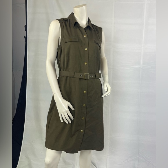 Bananas Republic Army Green Belted Dress - Picture 5 of 6